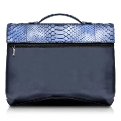 Ammoment - Python in Calcite Blue - Leather Briefcase -  Orion Business Bag - Avvenice^ Bags