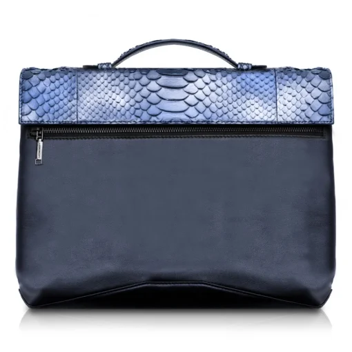 Ammoment - Python in Calcite Blue - Leather Briefcase -  Orion Business Bag - Avvenice^ Bags