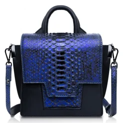 Ammoment - Python in NYX Blue - Leather Lexi Crossbody Bag - Avvenice