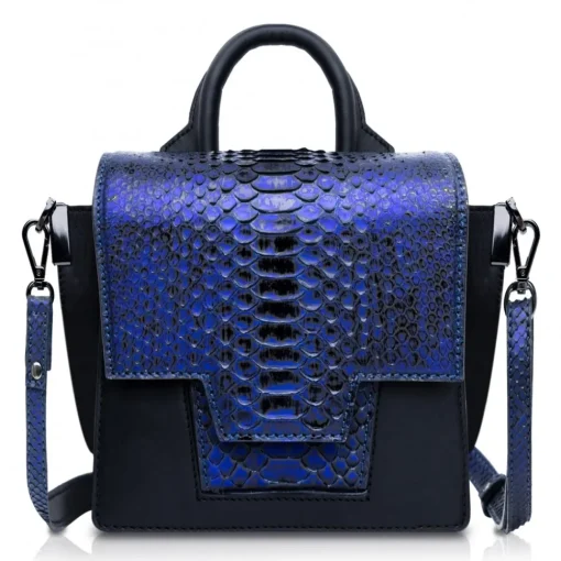 Ammoment - Python in NYX Blue - Leather Lexi Crossbody Bag - Avvenice