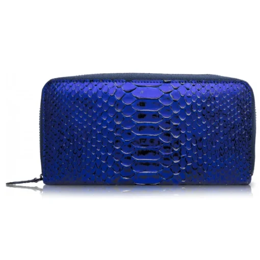 Ammoment - Python in NYX Blue - Leather Long Zipper Wallet - Avvenice^ Wallets