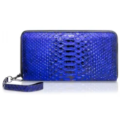 Ammoment - Python in NYX Blue - Leather Large Long Zipper Wallet - Avvenice^ Wallets