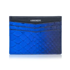 Ammoment - Python in Petale Blue - Leather Credit Card Holder - Avvenice