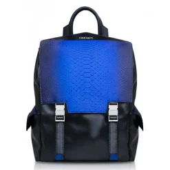 Ammoment - Python in Petale Blue - Leather Zane Large Backpack - Avvenice^ Backpacks