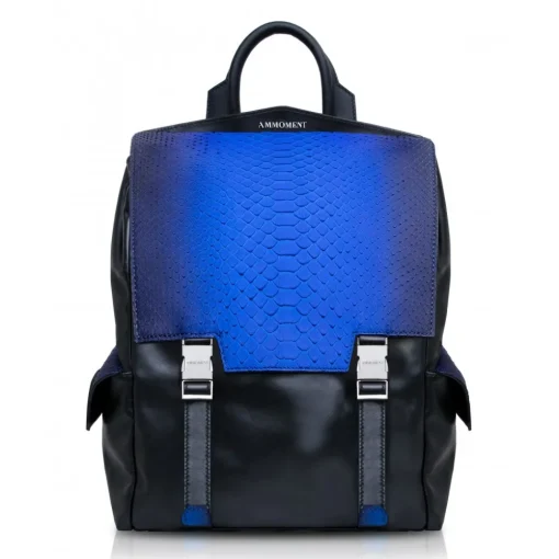 Ammoment - Python in Petale Blue - Leather Zane Large Backpack - Avvenice^ Backpacks