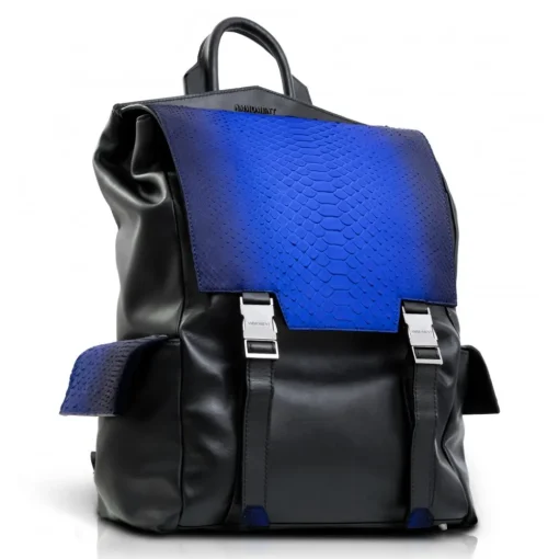 Ammoment - Python in Petale Blue - Leather Zane Large Backpack - Avvenice^ Backpacks