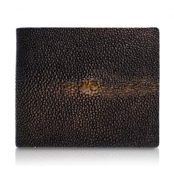 Ammoment - Stingray in Glitter Metallic Brown - Leather Bifold Wallet with Center Flap - Avvenice^ Wallets