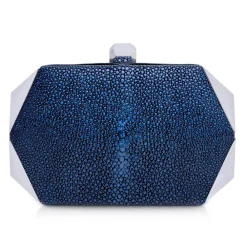 Ammoment - Stingray in Glitter Metallic Blue - Minaudiere - Leather Bag - Avvenice^ Bags