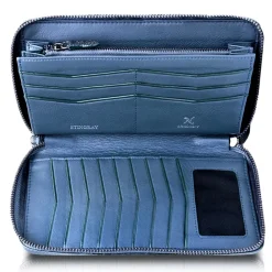 Ammoment - Stingray in Glitter Metallic Green - Leather Large Long Zipper Wallet - Avvenice