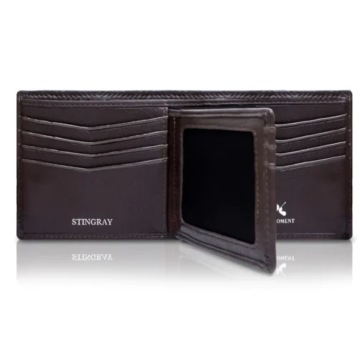 Ammoment - Stingray in Glitter Metallic Brown - Leather Bifold Wallet with Center Flap - Avvenice^ Wallets
