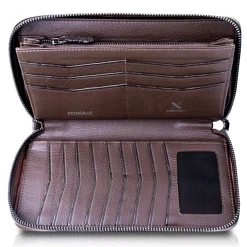 Ammoment - Stingray in Glitter Metallic Brown - Leather Large Long Zipper Wallet - Avvenice^ Wallets