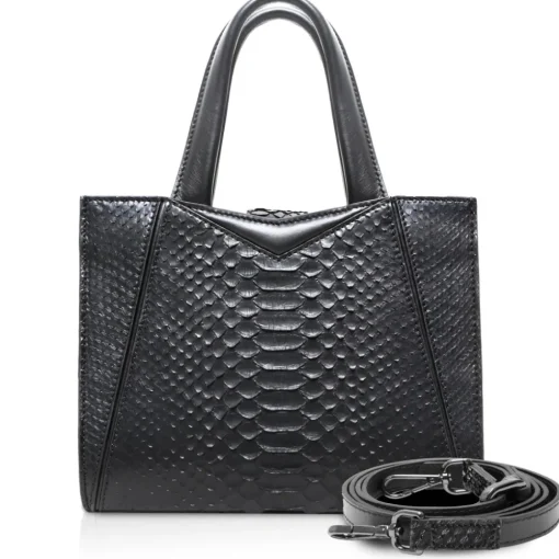 Ammoment - Vesper Bag Large in Python - Black - Luxury High Quality Leather Bag - Avvenice^ Bags
