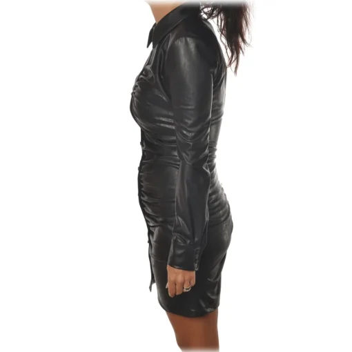 Aniye By - Faux Leather Mini Dress - Black - Dress - Made in Italy - Luxury Exclusive Collection - Avvenice