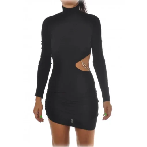 Aniye By - Short Dress Model with Standing Collar - Black - Dress - Made in Italy - Luxury Exclusive Collection - Avvenice^ Dresses