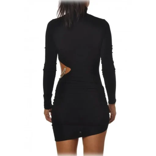 Aniye By - Short Dress Model with Standing Collar - Black - Dress - Made in Italy - Luxury Exclusive Collection - Avvenice^ Dresses