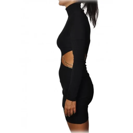 Aniye By - Short Dress Model with Standing Collar - Black - Dress - Made in Italy - Luxury Exclusive Collection - Avvenice^ Dresses