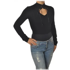 Aniye By - Short Top Model with Standing Collar - Black - Top - Made in Italy - Luxury Exclusive Collection - Avvenice^ Tops