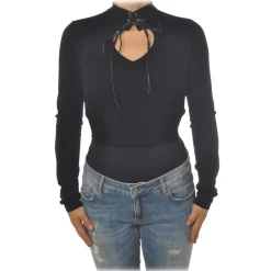 Aniye By - Short Top Model with Standing Collar - Black - Top - Made in Italy - Luxury Exclusive Collection - Avvenice^ Tops