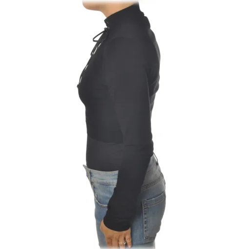 Aniye By - Short Top Model with Standing Collar - Black - Top - Made in Italy - Luxury Exclusive Collection - Avvenice^ Tops