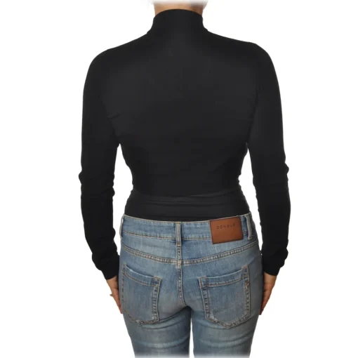 Aniye By - Short Top Model with Standing Collar - Black - Top - Made in Italy - Luxury Exclusive Collection - Avvenice^ Tops