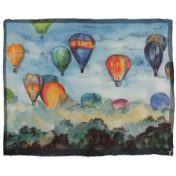 813 - Annalisa Giuntini - Silk Scarf with Hot Air Balloons Fly Over a Wood - Scarves and Foulard - Scarf of High Quality Luxury - Avvenice^ Scarves