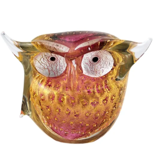 Ars Cenedese Murano - Bollinato Owl 24k Gold - Ruby - Handcrafted Venetian Vase Handmade by Venetian Glassmasters - Luxury - Avvenice^ Home Accessories