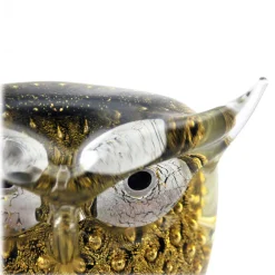 Ars Cenedese Murano - Bollinato Owl 24k Gold - Black - Handcrafted Venetian Vase Handmade by Venetian Glassmasters - Luxury - Avvenice