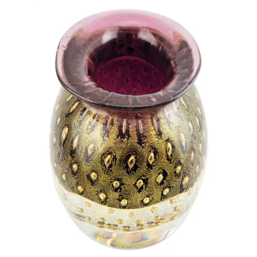 Ars Cenedese Murano - Bollinato Bown 24k Gold - Ruby - Handcrafted Venetian Vase Handmade by Venetian Glassmasters - Luxury - Avvenice^ Home Accessories