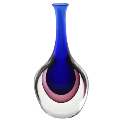 Ars Cenedese Murano - Sommerso Bottle - Ruby Blue - Handcrafted Venetian Vase Handmade by Venetian Glassmasters - Luxury - Avvenice