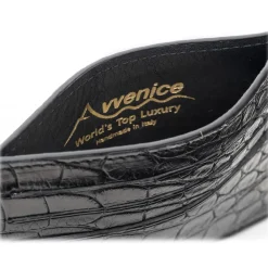 Avvenice - Crocodile Credit Card Holder - Black - Handmade in Italy - Exclusive Luxury Collection -