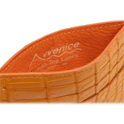 Avvenice - Crocodile Credit Card Holder - Orange - Handmade in Italy - Exclusive Luxury Collection -^ Wallets