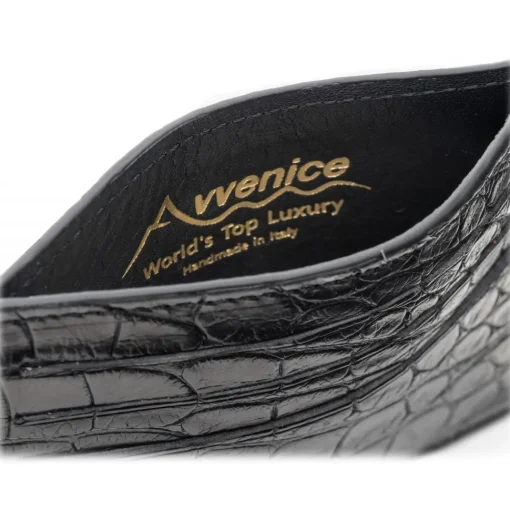 Avvenice - Crocodile Credit Card Holder - Black - Handmade in Italy - Exclusive Luxury Collection -