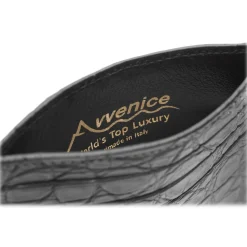 Avvenice - Crocodile Credit Card Holder - Anthracite - Handmade in Italy - Exclusive Luxury Collection -^ Wallets