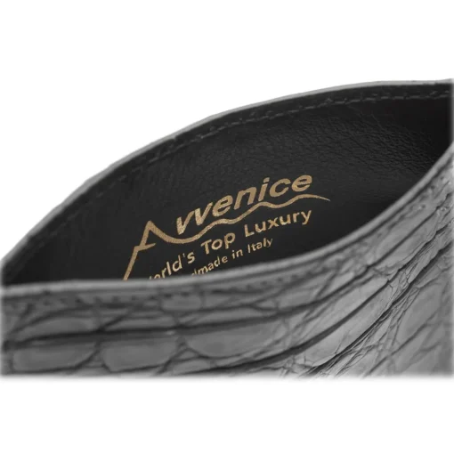Avvenice - Crocodile Credit Card Holder - Anthracite - Handmade in Italy - Exclusive Luxury Collection -^ Wallets