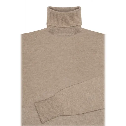 Avvenice - Finis - Man Loro Piana Extrafine Cashmere Turtleneck Sweater - Tundra - Knitwear - Luxury Exclusive Collection -