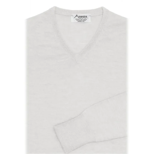 Avvenice - Finis - Man Loro Piana Extrafine Cashmere V-Neck Sweater - White - Knitwear - Luxury Exclusive Collection -^ Knitwears
