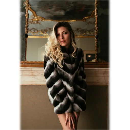 Avvenice - Juliette - Chinchilla Jacket - Black & White - Furs - Coats - Luxury Exclusive Collection -