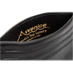 Avvenice - Premium Leather Credit Card Holder - Black - Handmade in Italy - Exclusive Luxury Collection -