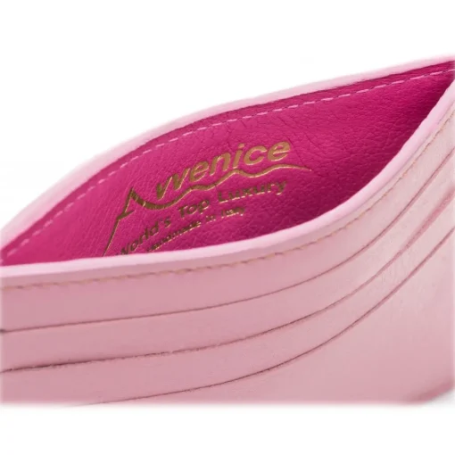 Avvenice - Premium Leather Credit Card Holder - Pink Fuchsia - Handmade in Italy - Exclusive Luxury Collection -^ Wallets