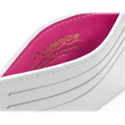 Avvenice - Premium Leather Credit Card Holder - White Fuchsia - Handmade in Italy - Exclusive Luxury Collection -