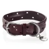 B Wilde Collection - Set Domino - Bordeaux - Collar & Leash - Domino Collection - Leather Collar - High Quality Luxury - Avvenice^ Leash | Collars