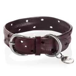 B Wilde Collection - Set Domino - Bordeaux - Collar & Leash - Domino Collection - Leather Collar - High Quality Luxury - Avvenice^ Leash | Collars