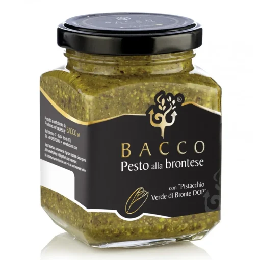 Bacco - Tipicit\u00e0 al Pistacchio Bacco - Tipicità al Pistacchio - Pesto alla Brontese 80 % P.D.O. - Pistachio from Bronte - 190 g - Avvenice