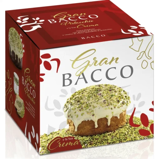 Bacco - Tipicit\u00e0 al Pistacchio Bacco - Tipicità al Pistacchio - Gran Bacco with Pistachio Chocolate + Cream - Artisan Panettone - 800 g + 200 g - Avvenice^ Sweets