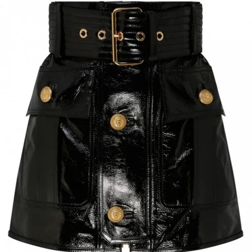 Balmain - Belted Leather Miniskirt - Black - Exclusive Luxury Collection - Avvenice^ Skirts
