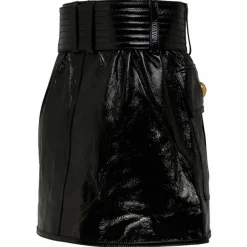 Balmain - Belted Leather Miniskirt - Black - Exclusive Luxury Collection - Avvenice^ Skirts