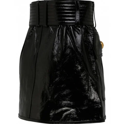 Balmain - Belted Leather Miniskirt - Black - Exclusive Luxury Collection - Avvenice^ Skirts