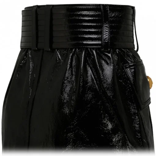 Balmain - Belted Leather Miniskirt - Black - Exclusive Luxury Collection - Avvenice^ Skirts
