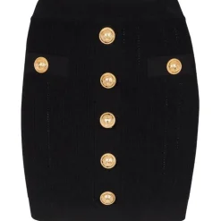 Balmain - Buttoned Knit Short Skirt - Black - Exclusive Luxury Collection - Avvenice