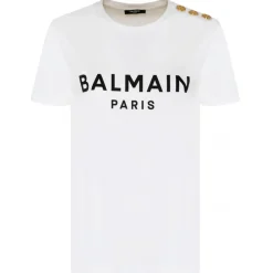 Balmain - Cotton Logo Print T-Shirt - White Black - Exclusive Luxury Collection - Avvenice